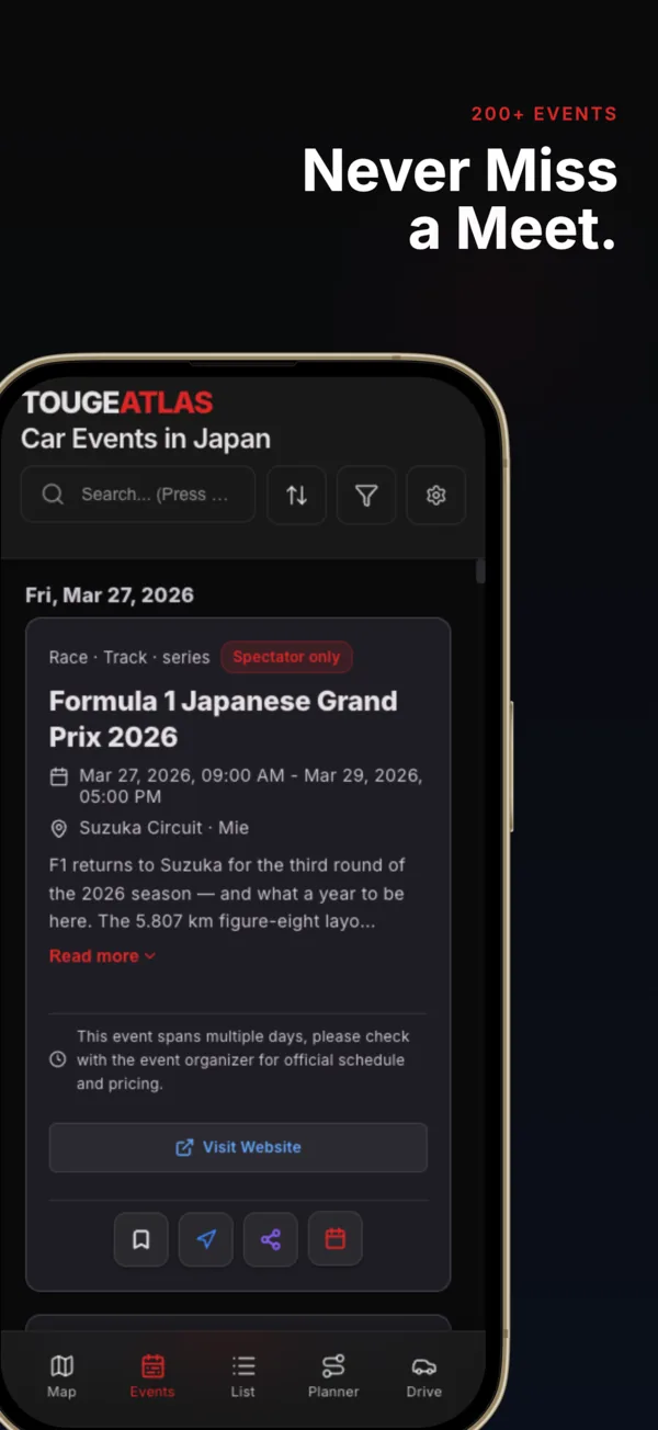 Car events calendar