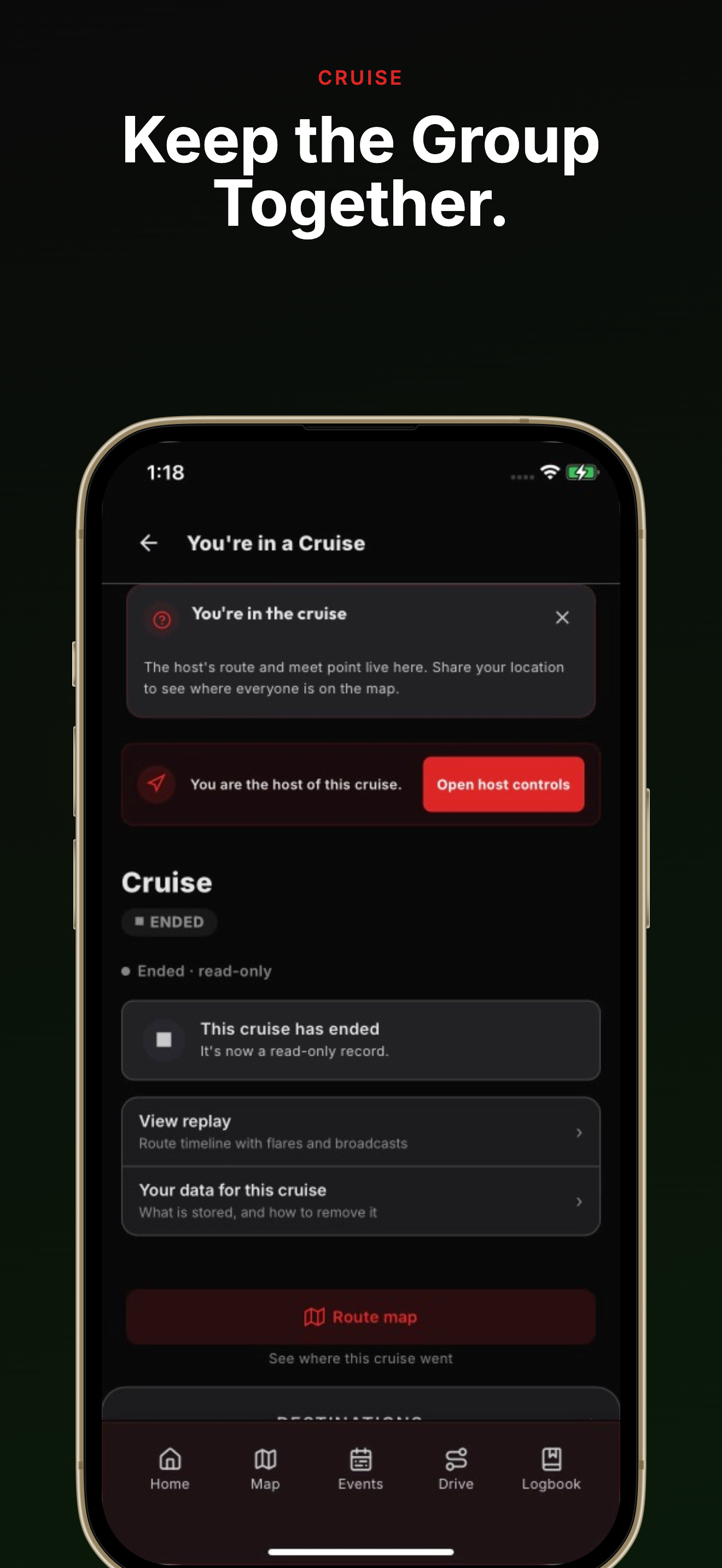 Touge Atlas store screenshot for creating and joining a group Cruise
